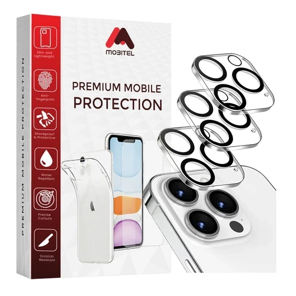 Mobitel {3-Pack} Camera Lens Protector for iPhone 15 Pro & iPhone 15 Pro Max - Anti-Bubble | Impact Protection | Ultra Clear